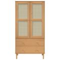 vidaXL Šatník SENJA, ratanový hnedý 90x55x175 cm, borovicový masív
