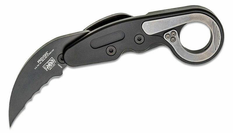 CRKT CR-4040V PROVOKE™ VEFF SERRATIONS™ vreckový nôž - karambit 6 cm, čierna, hliník