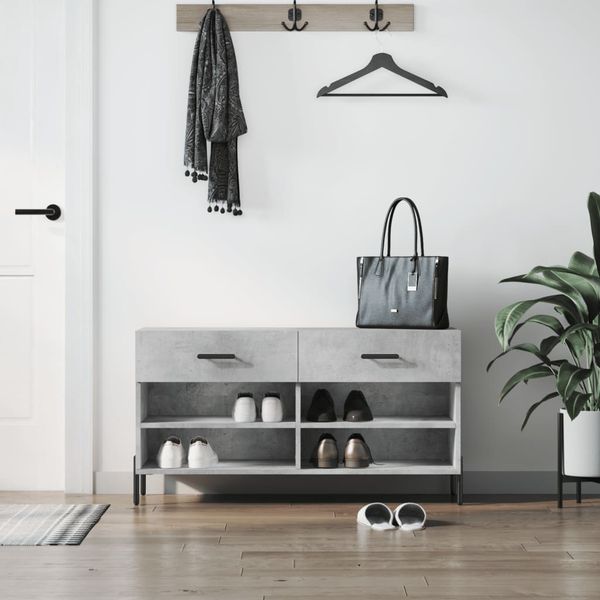 vidaXL Lavička na topánky, betónovo sivá 102x35x55cm, kompozitné drevo