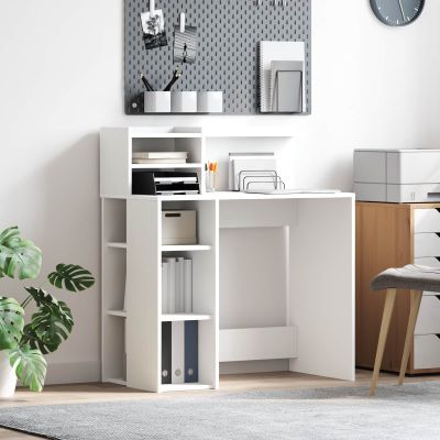 vidaXL Stôl s poličkou Biela 90 x 48 x 101,5 cm Kompozitné drevo