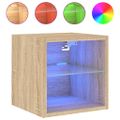 vidaXL TV nástenné skrinky s LED svetlami 2 ks dub sonoma 30x28,5x30cm