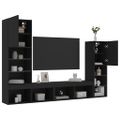 vidaXL 4-dielne TV nástenné skrinky s LED čierne kompozitné drevo