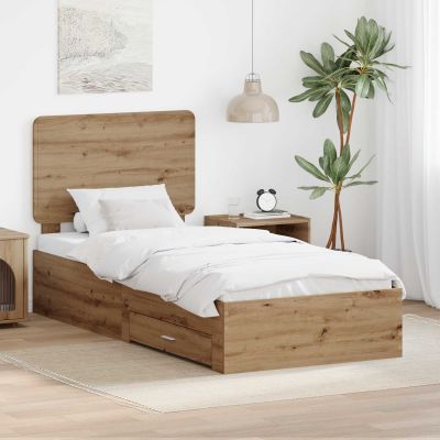 vidaXL Rám postele Remeselný dub 90 x 190 cm Kompozitné drevo