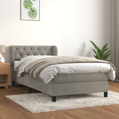 vidaXL Posteľný rám boxsping s matracom bledosivý 80x200 cm zamat