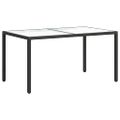 vidaXL Záhradný stôl 150x90x75 cm tvrdené sklo a polyratan čierny