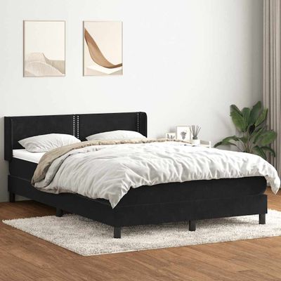 vidaXL Posteľný rám boxsping s matracom Čierna 160x220 cm zamat