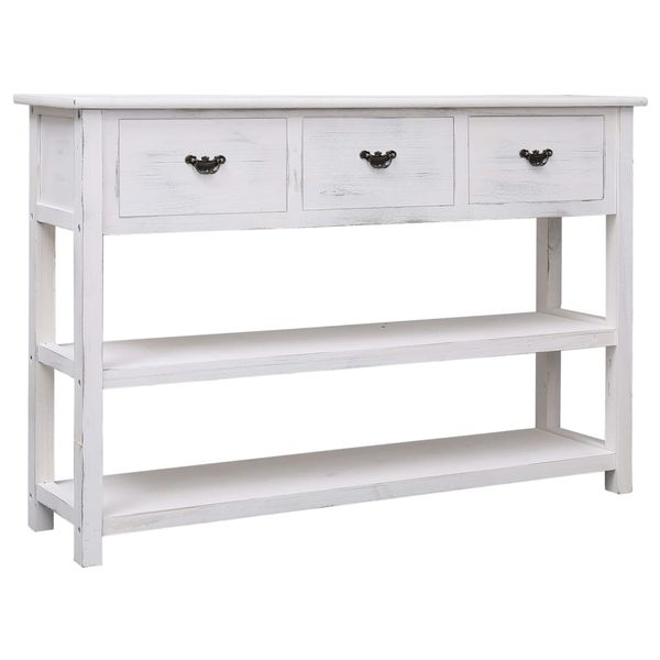 vidaXL Komoda, starožitná biela 115x30x76 cm, drevo