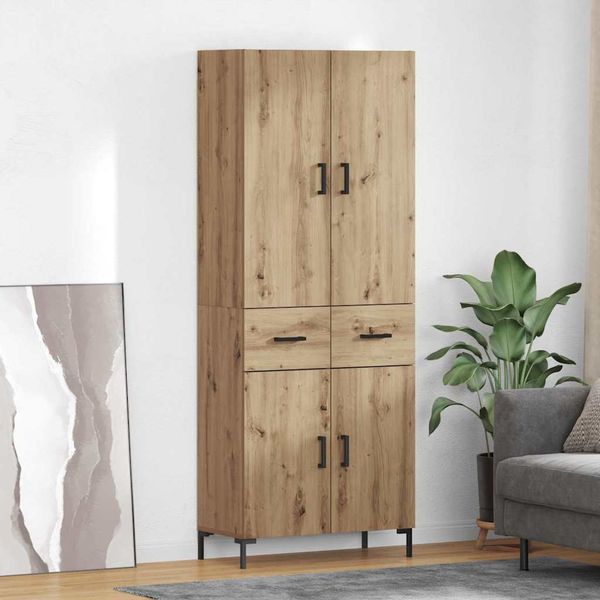 vidaXL Highboard Remeselný dub 69,5 x 34 x 180 cm Kompozitné drevo