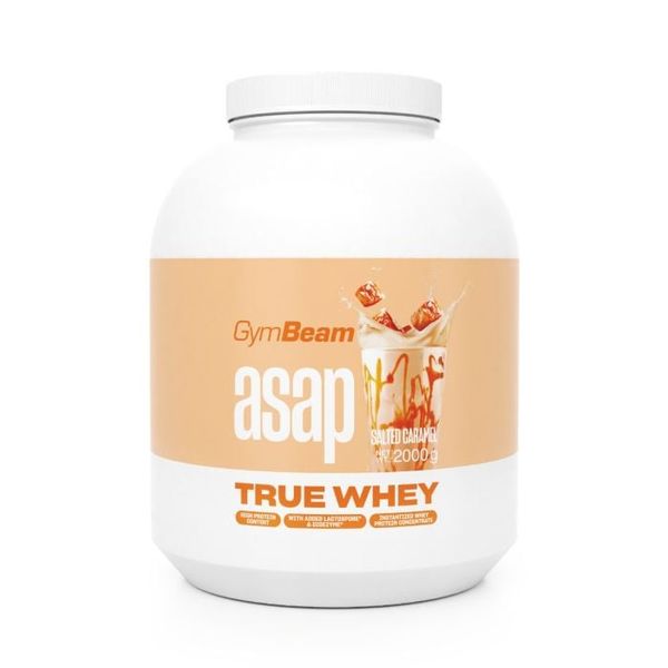 ASAP True Whey - GymBeam, slaný karamel, 2000 g