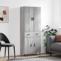 vidaXL Vysoká skrinka sivý dub sonoma 69,5x34x180 cm spracované drevo