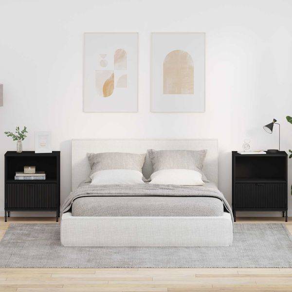vidaXL Nočný stolík 2 pcs Čierna 49 x 36 x 61 cm Kompozitné drevo