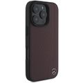 Puzdro Mercedes pre iPhone 16 Pro 6,3" MEHMP16L23RBGVR Hardcase MB Imitácia dreva Koža MagSafe červené