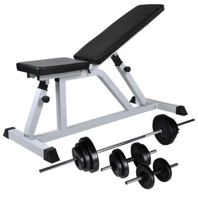 vidaXL Posilňovacia lavica so sadou činiek barbell a dumbbell 30,5 kg