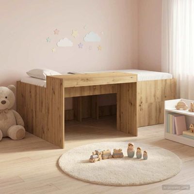 vidaXL Detská vysoká posteľ s pultom Dub artisan 90 x 200 cm
