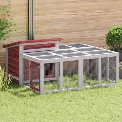vidaXL Králikáreň mocha 144x123x67,5 cm masívna borovica