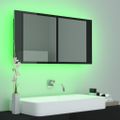 vidaXL LED kúpeľňová zrkadlová skrinka lesklá čierna 90x12x45 cm akryl