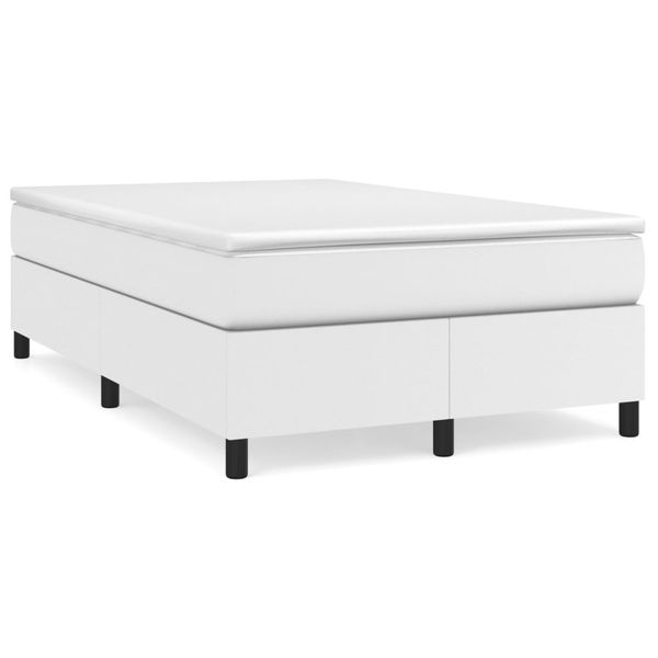 vidaXL Boxspring posteľ s matracom, biela 120x190 cm, umelá koža