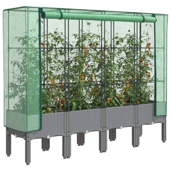 vidaXL Záhon s krytom na skleník ratanový vzhľad 160x40x140 cm