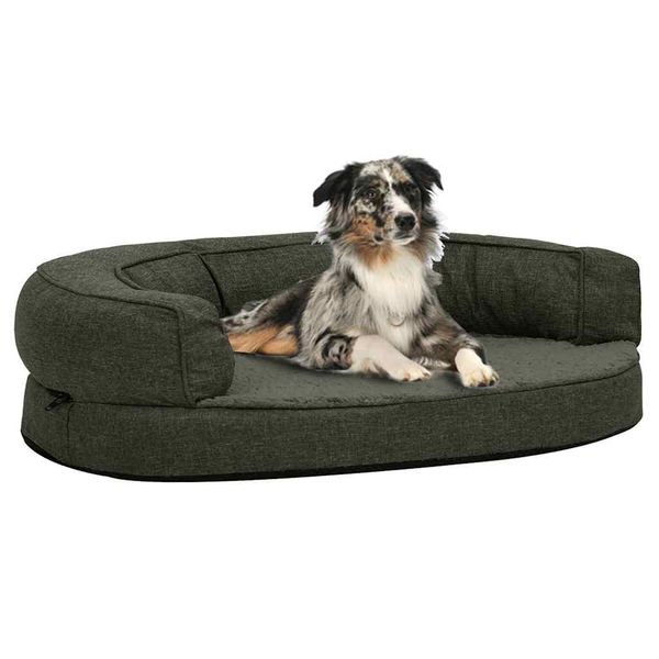 vidaXL Ergonomický matrac pre psa 90x64 cm ľanový vzhľad flís tmavošedý