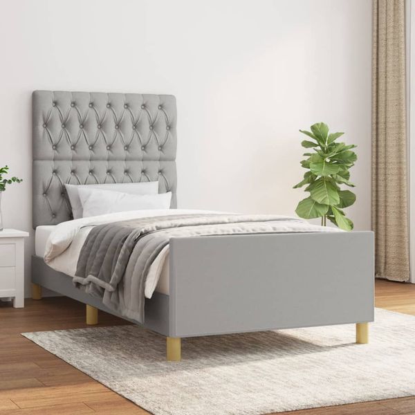 vidaXL Posteľ bez matraca bledosivý 90x190 cm látka