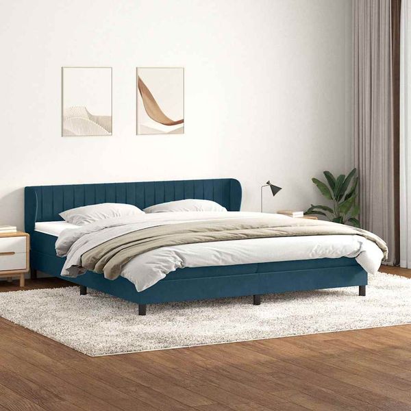 vidaXL Box Spring Posteľ s matracmi Tmavomodrá 180x210 cm Zamat