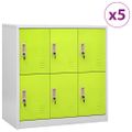 vidaXL Uzamykacie skrinky 5 ks bledosivé a zelené 90x45x92,5 cm oceľové