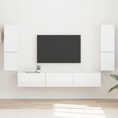 vidaXL Zostava TV skriniek 4 pcs Vysoký lesk bielej Kompozitné drevo