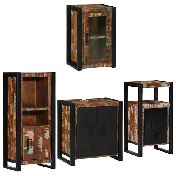 vidaXL Sada kúpeľňového nábytku 4 pcs Masívne recyklované drevo