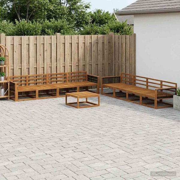 vidaXL Záhradná súprava gaučov 9 pcs Prírodná Pevné akáciové drevo