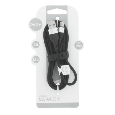 Setty USB - USB-C kábel 1,2 m 2A KNA-C-1.221 čierny