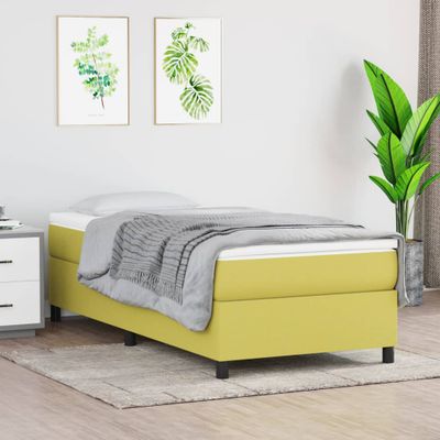 vidaXL Posteľný rám boxspring s matracom zelený 90x200 cm látka