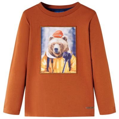 Detské tričko s dlhými rukávmi pálené oranžové 104