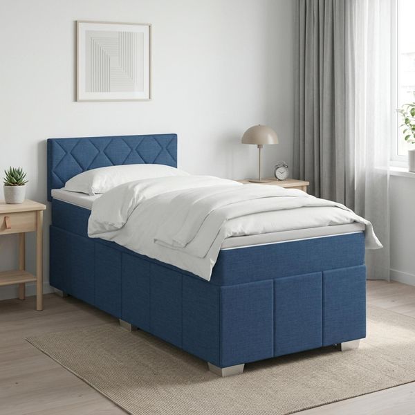 vidaXL Posteľ boxspring s matracom Modrá 80 x 200 cm Látka