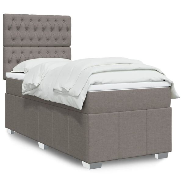 vidaXL Posteľný rám boxspring s matracom sivohnedý 90x190 cm látka
