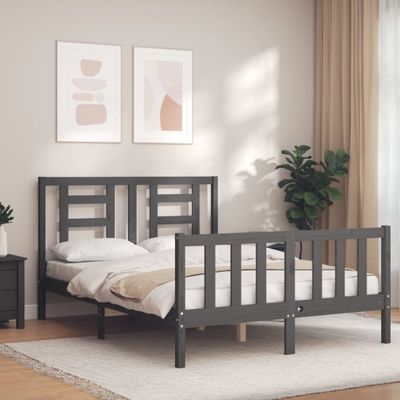 vidaXL Rám postele s čelom sivý 140x190 cm masívne drevo