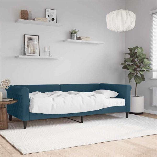 vidaXL Denná posteľ s matracom modrá 90x200 cm zamat