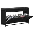 vidaXL Lavička na topánky s vyklápacou zásuvkou čierna 102x32x56 cm