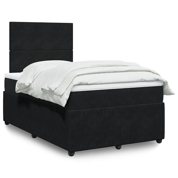 vidaXL Posteľný rám boxspring s matracom čierny 120x200 cm zamat