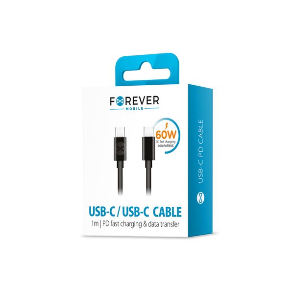 Kábel Forever USB-C - USB-C 1,0 m 60W čierny