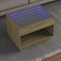 vidaXL Konferenčný stolík s nekonečnými LED dub sonoma 70x50x50 cm