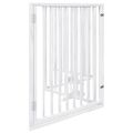 vidaXL Skladacia bránka pre psa s dvierkami, 4 panely, biela, 320 cm, topoľové drevo