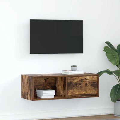 vidaXL TV skrinka dymový dub 80x31x25,5 cm spracované drevo