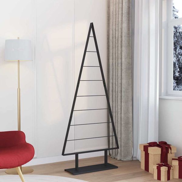 vidaXL Kovový vianočný stromček so stojanom Čierna 180 cm Oceľ