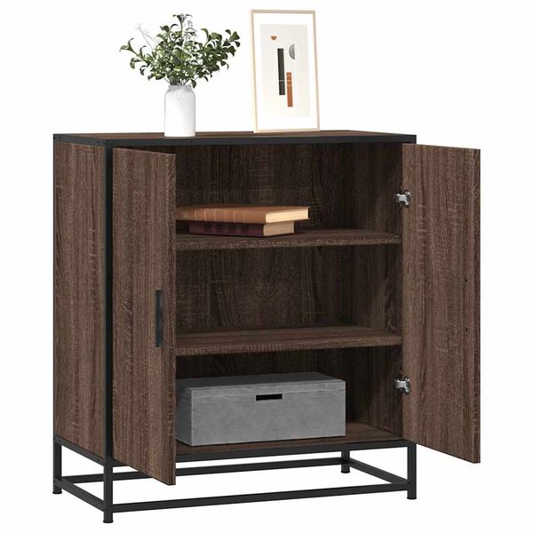 vidaXL Komoda hnedý dub 68x35x76 cm kompozitné drevo a kov