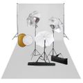 vidaXL Fotografické vybavenie s lampami, dáždnikmi, pozadím a reflektorom