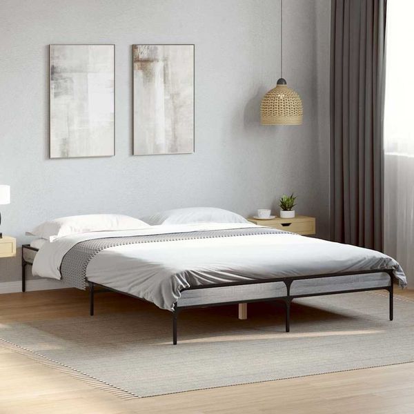 vidaXL Posteľný rám sivý sonoma 120x190 cm kompozitné drevo a kov