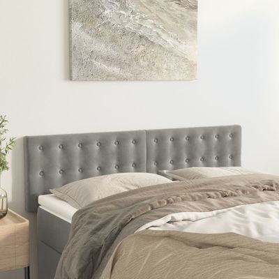 vidaXL Čelá postele 2 ks bledosivé 72x5x78/88 cm zamat