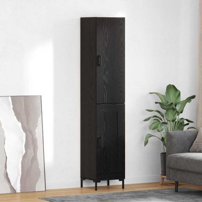 vidaXL Highboard Čierny dub 34,5 x 34 x 180 cm Kompozitné drevo