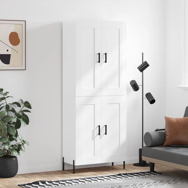 vidaXL Vysoká skrinka lesklá biela 69,5x34x180 cm spracované drevo