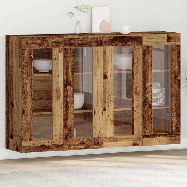 vidaXL Nástenné skrinky 2 pcs Staré drevo 69,5 x 34 x 90 cm